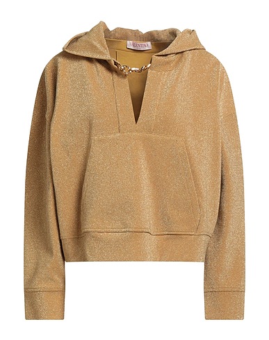 VALENTINO GARAVANI Hooded sweatshirt Gold 63% Cotton, 21% Polyamide, 14% Metallic fiber, 2% Elastane
