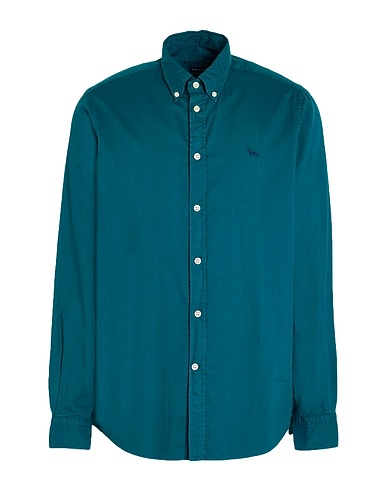 HARMONT & BLAINE Μονόχρωμο πουκάμισο Πράσινο πετρόλ 100% Βαμβάκι