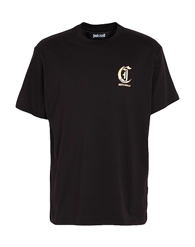 JUST CAVALLI Basic t-Shirt Μαύρο 100% Βαμβάκι