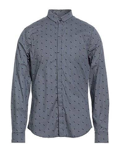 ARMANI EXCHANGE Patterned shirt Midnight blue 97% Cotton, 3% Elastane