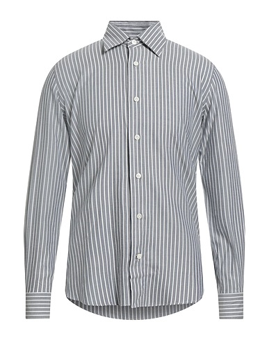 ELEVENTY Striped shirt PLATINUM Navy 61% Cotton, 39% Lyocell
