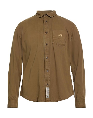 LA MARTINA Solid colour shirt Military green 100% Cotton