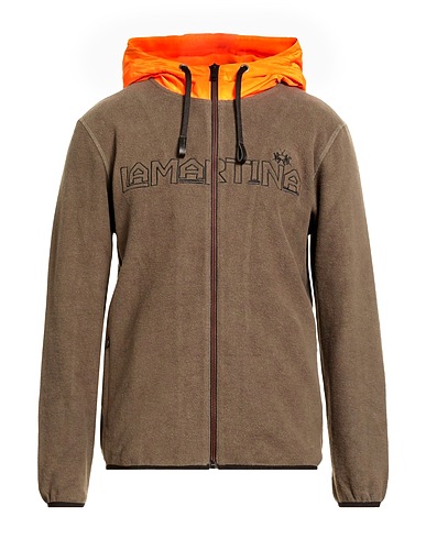 LA MARTINA Hooded track jacket  Military green 100% Cotton, Polyester