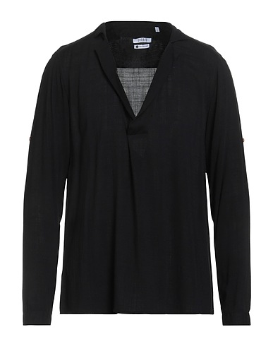 OVER/D Μονόχρωμο πουκάμισο Μαύρο 100% Βισκόζη