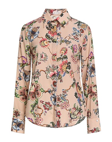 CAMICETTASNOB Floral shirts & blouses Sand 57% Viscose, 32% Silk, 11% Elastane