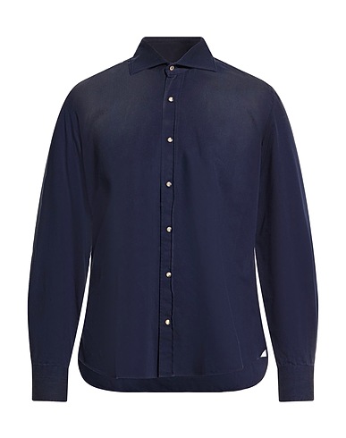 GIANNETTO PORTOFINO Solid colour shirt Navy blue 100% Cotton