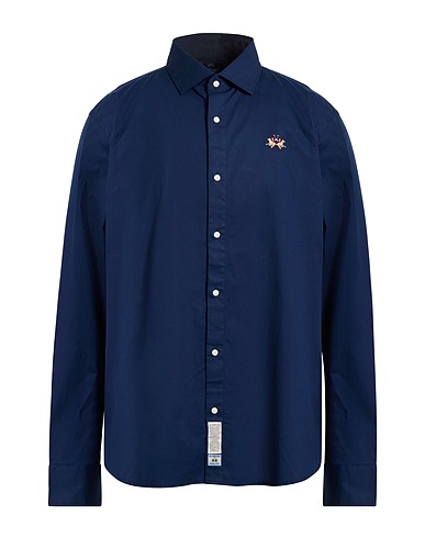 LA MARTINA Einfarbiges Hemd Marineblau 97% Baumwolle, 3% Elastan