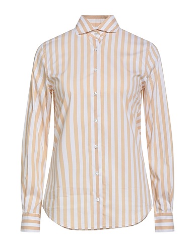 XACUS Striped shirt Beige 75% Cotton, 22% Polyamide, 3% Elastane