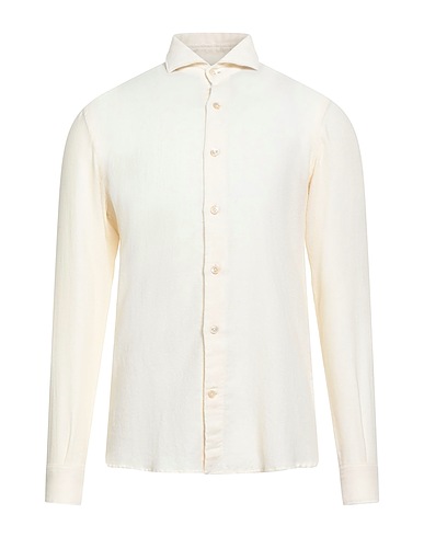 ELEVENTY Solid colour shirt Ivory 80% Cotton, 20% Wool