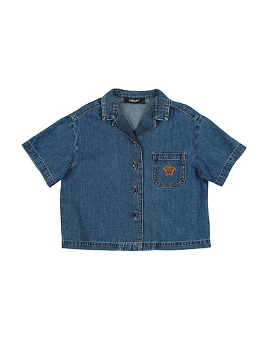 VERSACE YOUNG Denim shirt Blue 100% Cotton, Polyester