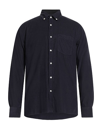 OFFICINE GÉNÉRALE Solid colour shirt Midnight blue 80% Cotton, 20% Lyocell