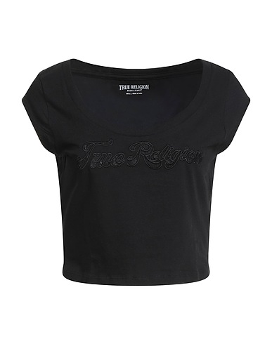 TRUE RELIGION Crop top Black 97% Cotton, 3% Elastane