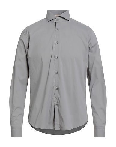 ALESSANDRO LAMURA Solid color shirt Grey 72% Cotton, 25% Polyester, 3% Elastane