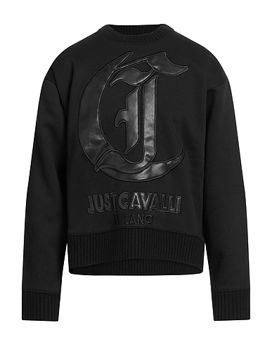 JUST CAVALLI Sweatshirt Black 63% Wool, 37% Polyamide, Polyester, Cotton, Polyurethane