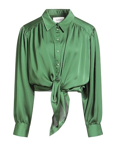 BA&SH Solid colour shirts & blouses Green 99% Polyester, 1% Elastane