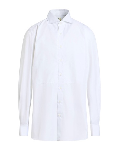 LUIGI BORRELLI NAPOLI Solid color shirt White 100% Cotton