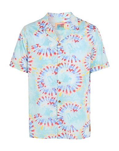 SCOTCH & SODA Εμπριμέ πουκάμισο Ανοιχτό μπλε 100% Βαμβάκι