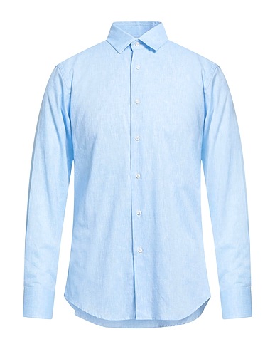 BAGUTTA Einfarbiges Hemd Hellblau 55% Leinen, 45% Baumwolle