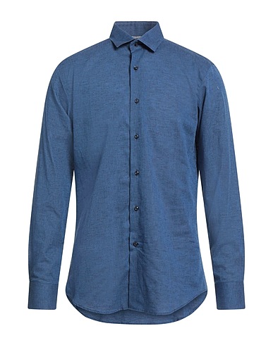 BAGUTTA Einfarbiges Hemd Marineblau 55% Leinen, 45% Baumwolle