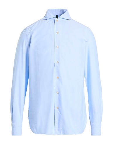 LUIGI BORRELLI NAPOLI Solid color shirt Sky blue 100% Cotton
