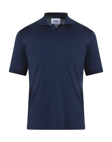 ALPHA STUDIO Polo shirt Midnight blue 70% Mulberry silk, 30% Cotton