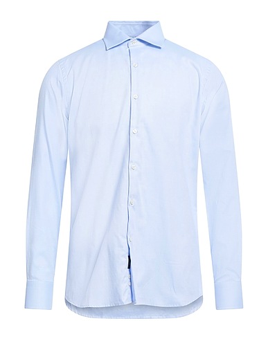 BAGUTTA Solid color shirt Light blue 100% Cotton