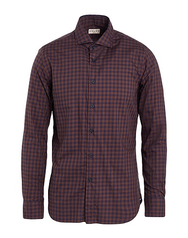 XACUS Checked shirt Brown 100% Cotton