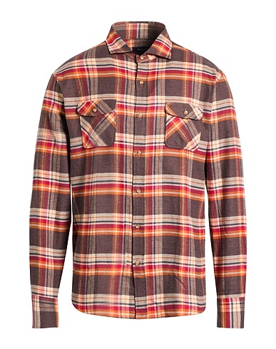 DEPERLU Checked shirt Chocolate brown 100% Cotton