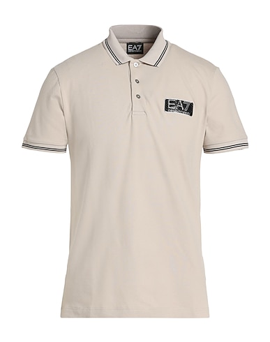 EA7 Polo shirt Beige 97% Cotton, 3% Elastane