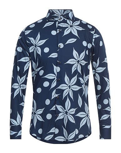 PETRO' SARTORIA ITALIANA Patterned shirt Navy 97% Cotton, 3% Elastane