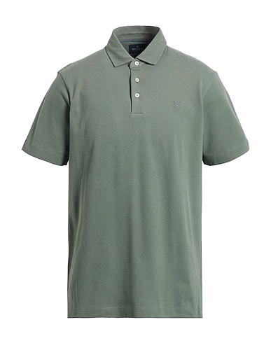 HACKETT Polo shirt Sage green 96% Cotton, 4% Elastane