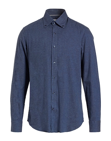 TINTORIA MATTEI 954 Einfarbiges Hemd Marineblau 100% Baumwolle