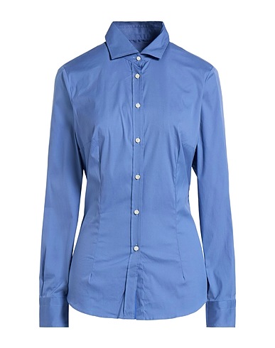 BARBA Napoli Solid colour shirts & blouses Slate blue 78% Cotton, 18% Polyamide, 4% Elastane
