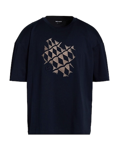 GIORGIO ARMANI T-shirt Midnight blue 100% Cotton, Organic cotton