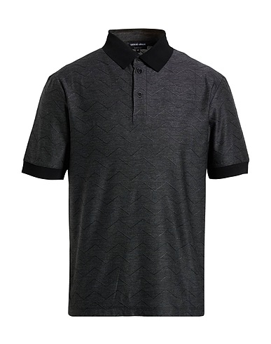 GIORGIO ARMANI Polo shirt Black 52% Cotton, 48% Silk, Viscose, Polyester
