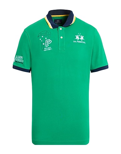 LA MARTINA Polo shirt Green 95% Cotton, 5% Elastane