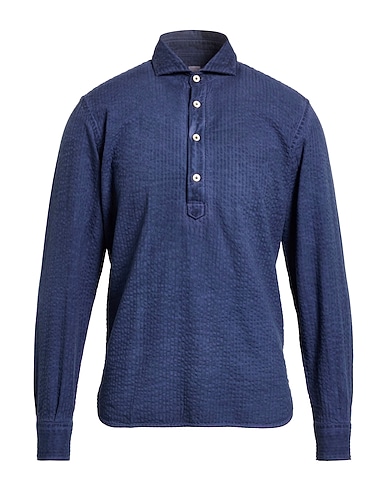 ELEVENTY Solid colour shirt Navy blue 100% Cotton