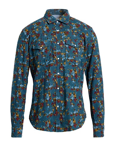 XACUS Patterned shirt Slate blue 100% Cotton