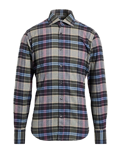 TINTORIA MATTEI 954 Checked shirt Sand 95% Cotton, 5% Cashmere