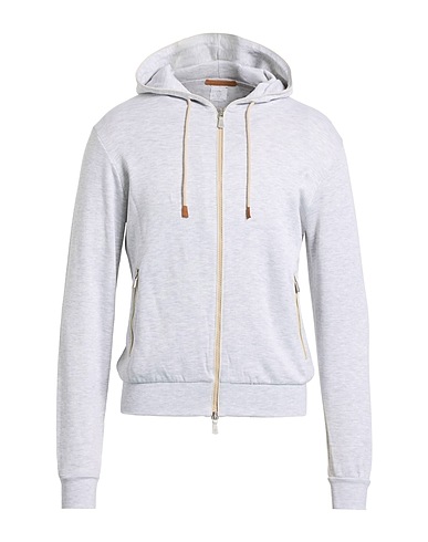 ELEVENTY Hooded track jacket  PLATINUM Light grey 98% Cotton, 2% Polyamide, Wool, Linen