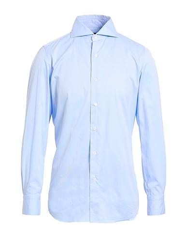 FINAMORE 1925 Solid colour shirt Sky blue 100% Cotton