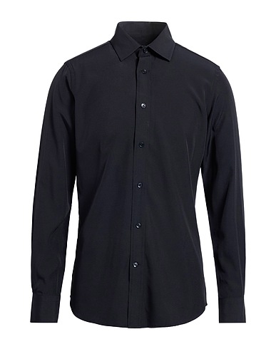 SCOTCH & SODA Solid color shirt Black 93% Polyester, 7% Elastane