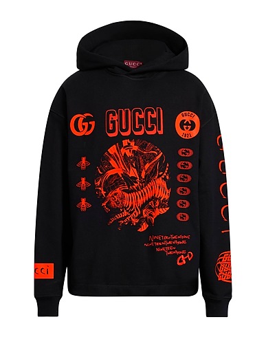 GUCCI Hooded track jacket  Black 100% Cotton, Elastane, Polyester