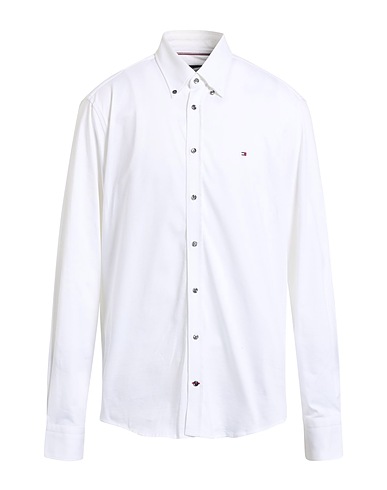 TOMMY HILFIGER Μονόχρωμο πουκάμισο Λευκό 100% Βαμβάκι