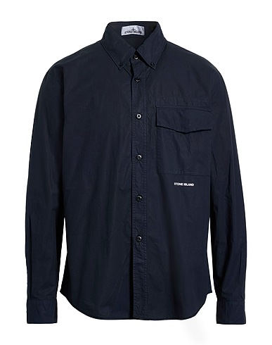 STONE ISLAND Solid colour shirt Midnight blue 100% Cotton