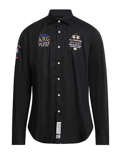 LA MARTINA Shirts Black 97% Cotton, 3% Elastane