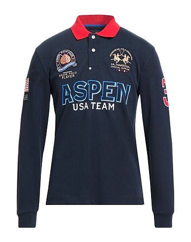 LA MARTINA Polo shirt Navy blue 100% Cotton