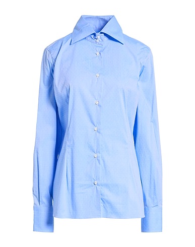 BARBA Napoli Solid color shirts & blouses Azure 72% Cotton, 25% Polyester, 3% Elastane