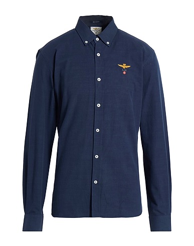 AERONAUTICA MILITARE Solid color shirt Navy 100% Cotton