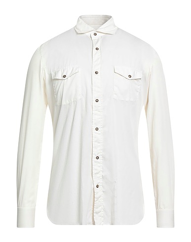 GIAMPAOLO Einfarbiges Hemd Off white 100% Baumwolle